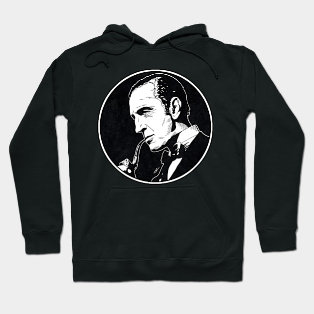 SHERLOCK HOLMES (Circle Black and White) Hoodie by Famous Weirdos